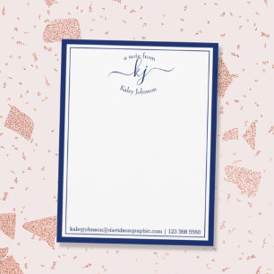 Navy Personalised   From The Desk Of Note Card