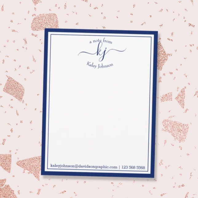 Navy Personalised | From The Desk Of Note Card (Creator Uploaded)