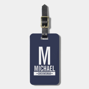 Navy Personalised Groomsman's Monogram and Name Luggage Tag