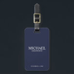 Navy Personalised Groomsman's Name and Monogram Luggage Tag<br><div class="desc">Modern Personalised Groomsman Gifts
featuring personalised groomsman's name,  title and wedding date in white classic serif font style on navy blue background.

Also perfect for Best Man,  Father of the Bride and more.</div>