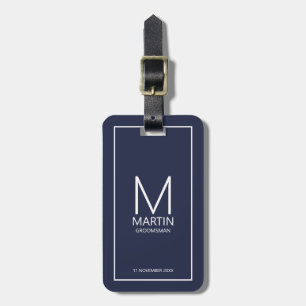 Navy Personalised Monogram and Name Groomsmen Luggage Tag