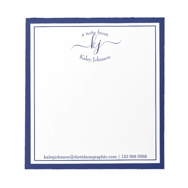 Navy Personalised Name | From The Desk Of Notepad (Front)