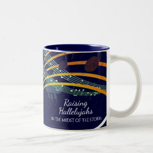 Navy Personalised RAISE HALLELUJAH Christian Two-Tone Coffee Mug