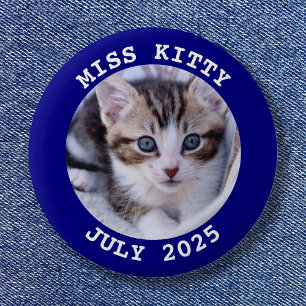 Navy Personalised Round Photo Frame 6 Cm Round Badge
