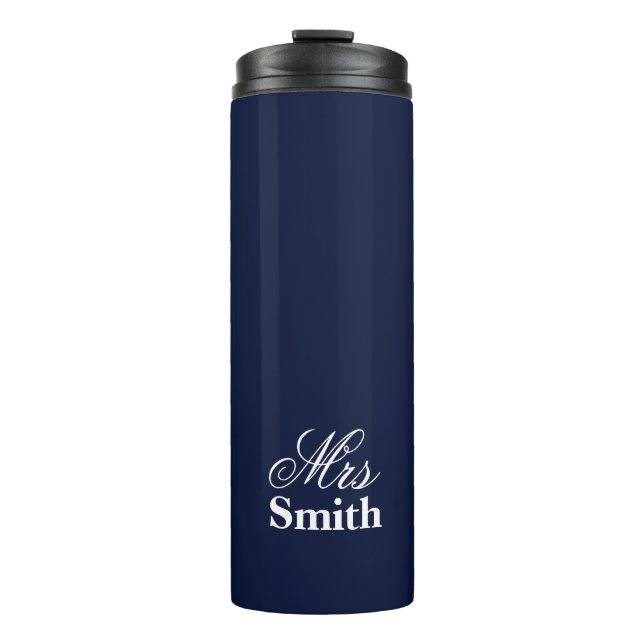 Navy Personalised Text Mrs Name Thermal Tumbler (Front)
