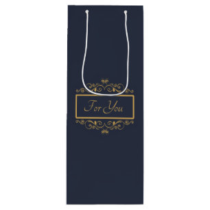 Navy Personalised Wine Gift Bag