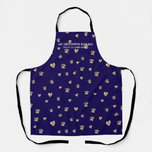 Navy Pet Grooming Dog Cat Veterinary Paws Apron
