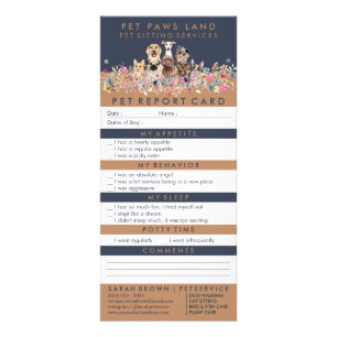 Navy Pet Report Boarding Cute Dogs Rack Card