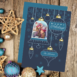 Navy Photo Happy Holiday Card