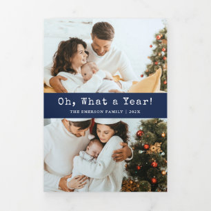 Navy Photo Holiday Trifold Card
