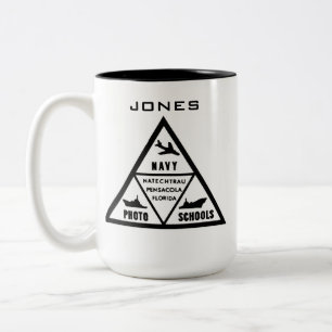 NAVY PHOTO SCHOOL LOGO IN B&W Two-Tone COFFEE MUG