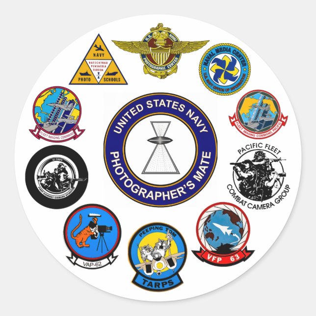 Navy Photographer Commands Sticker (Front)