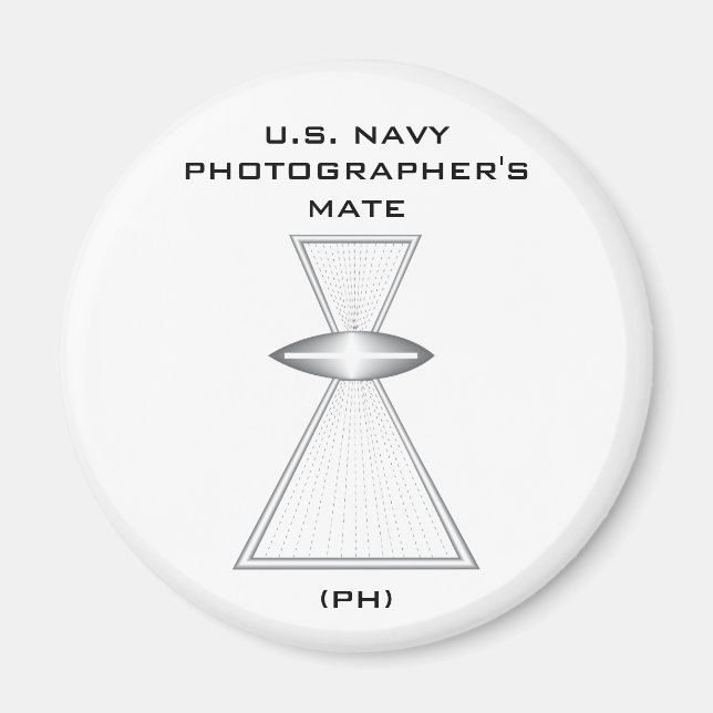 Navy Photographer IFGA No Wings Round Magnet (Front)