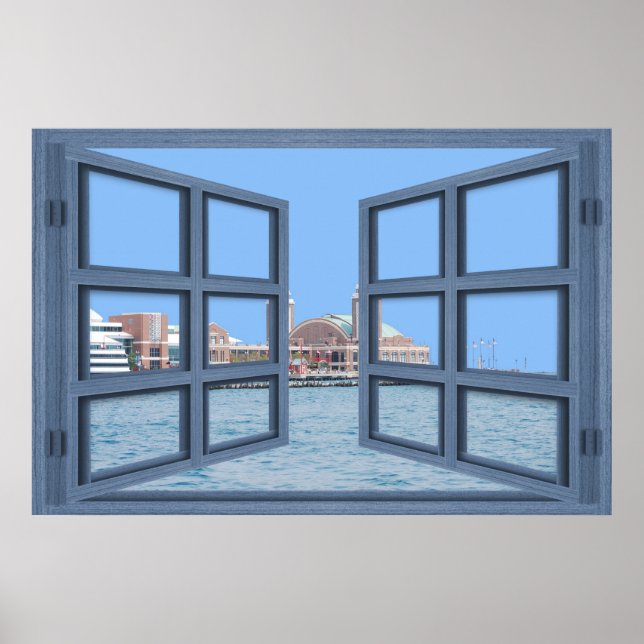 Navy Pier 6 Pane Open Window Poster (Front)