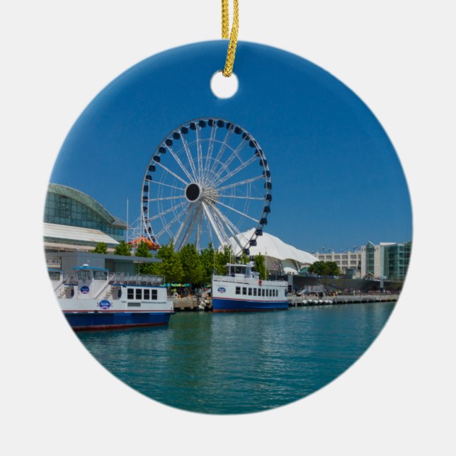 Navy Pier Ceramic Tree Decoration (Front)