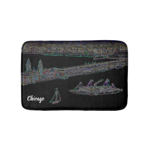 Navy Pier Chicago 1920's NEON  Art Windy City Bath Mat