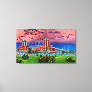 Navy Pier Chicago 1920's Watercolor Art Windy City Canvas Print