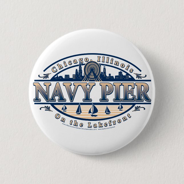 Navy Pier Chicago 6 Cm Round Badge (Front)