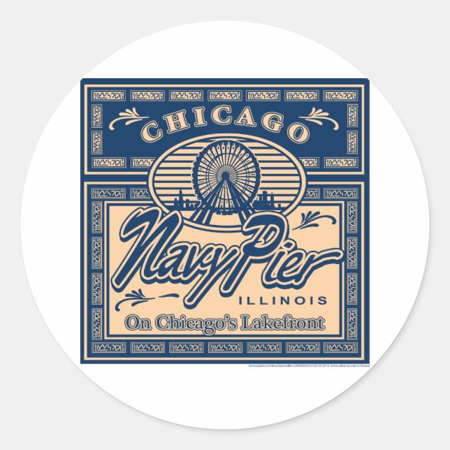 Navy Pier Chicago Classic Round Sticker (Front)