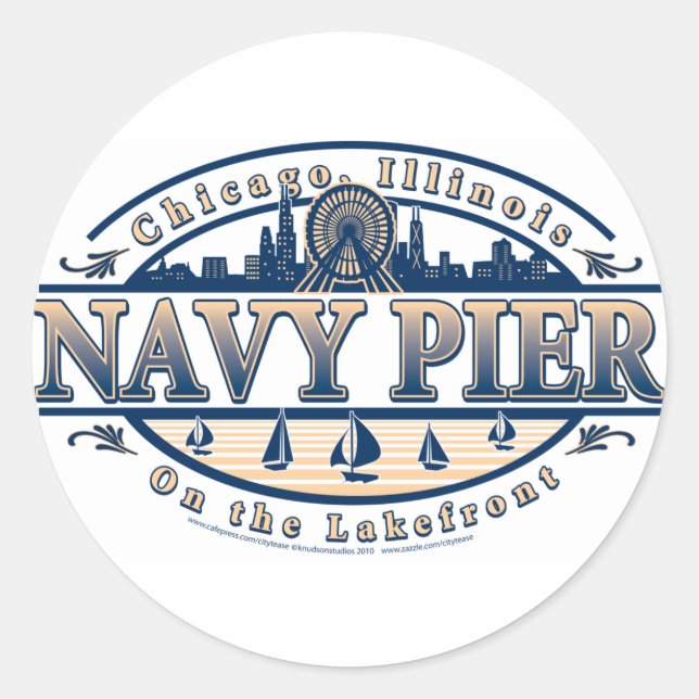 Navy Pier Chicago Classic Round Sticker (Front)