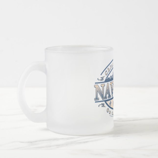 Navy Pier Chicago Frosted Glass Coffee Mug (Left)