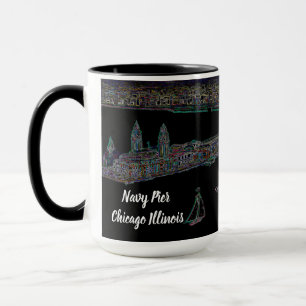 NAVY PIER CHICAGO LAKE VIEW 1920'S NEON YOUR COLOR MUG