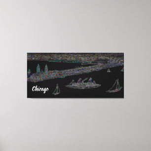 Navy Pier From Lake  Chicago 1920's neon Art Canvas Print