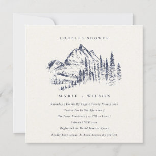 Navy Pine Mountain Sketch Couples Shower Invite