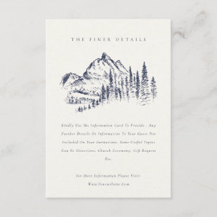 Navy Pine Woods Mountain Sketch Wedding Details Enclosure Card