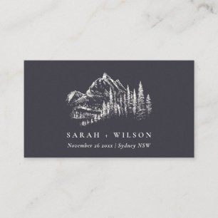 Navy Pine Woods Mountain Sketch Wedding Website Enclosure Card