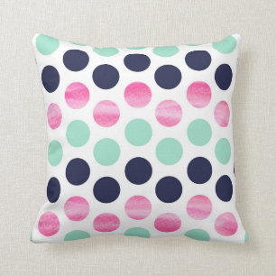 Navy Pink and Mint Throw pillow. Home pillow decor
