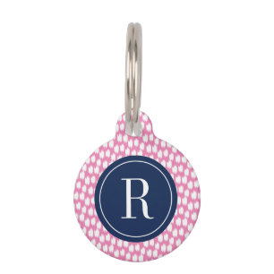 Navy & Pink Animal Print Pet Tag