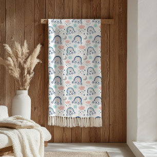 Navy Pink Blanket Boho Gift for Little Dreamers