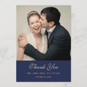 Navy & Pink Floral & Plant Pattern Thank You Card
