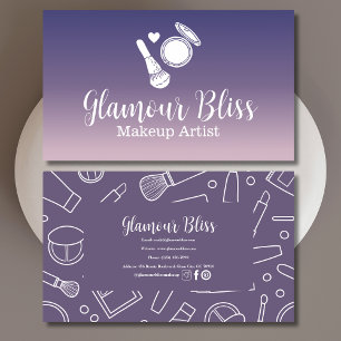 Navy Pink Gradient Contemporary Makup Artist  Business Card