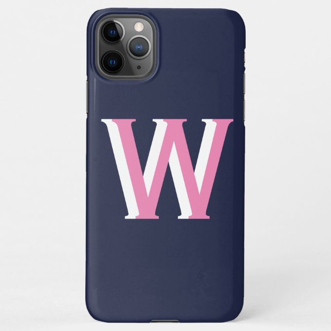 Navy Pink Initial iPhone Case (Back)
