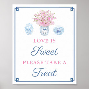 Navy Pink Love Is Sweet Take A Treat Bridal Shower Poster
