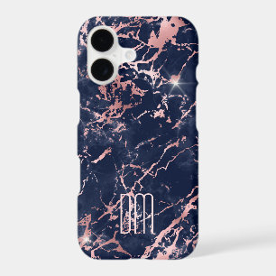 Navy Pink Marble Monogram