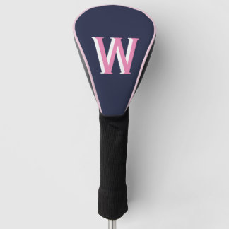 Navy Pink Monogram Golf Head Cover