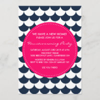 Navy & Pink Nautical Housewarming Party Invitation