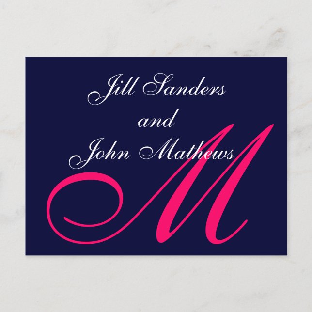 Navy Pink Save the Date Announcements Postcards (Front)
