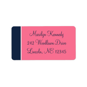 Navy, Pink, White Address Label