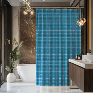 Navy Plaid Curtain Rugged Gift for His Bathroom