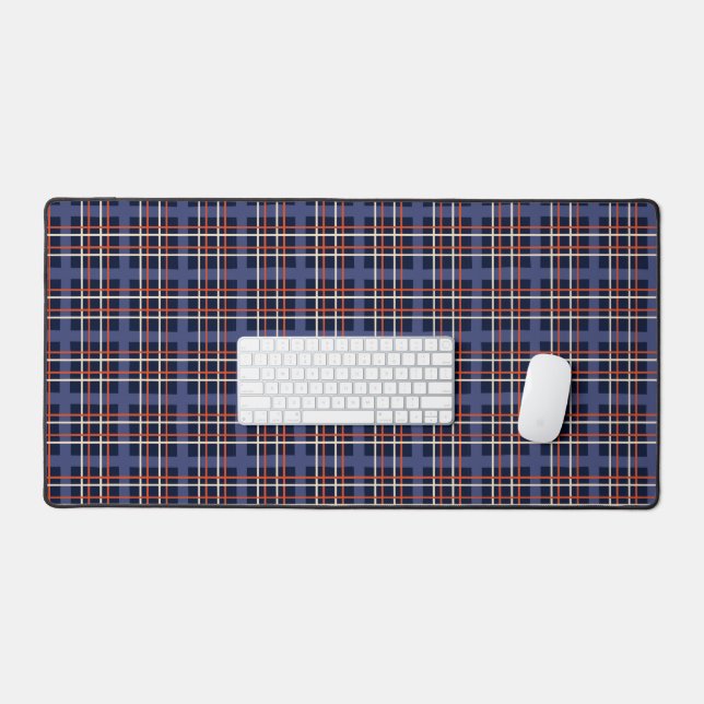 Navy plaid desk mat for men gaming coding (Keyboard & Mouse)