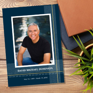 Navy Plaid Frame Memorial Program Programme