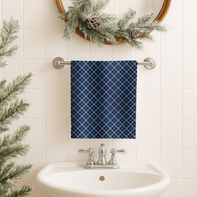 Navy Plaid Towel Gift for Rustic Bathroom Vibes (Navy Plaid Towel Gift for Rustic Bathroom Vibes)