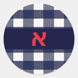 Navy plaid upsherin sticker