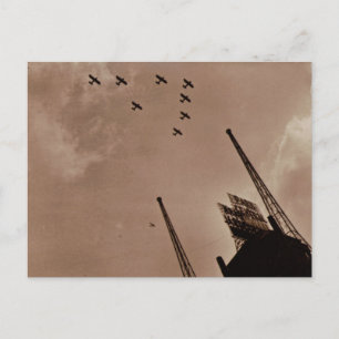 Navy Planes Fly Over Park Central Hotel WWII Postcard