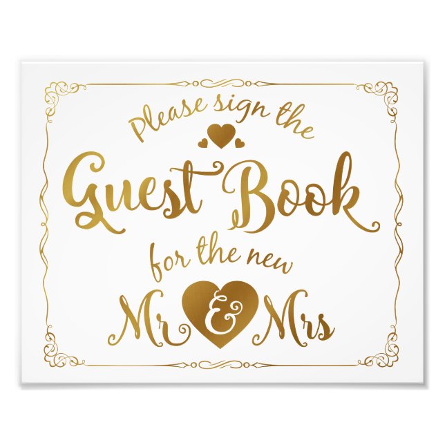 navy Please sign our guest book sign gold (Front)