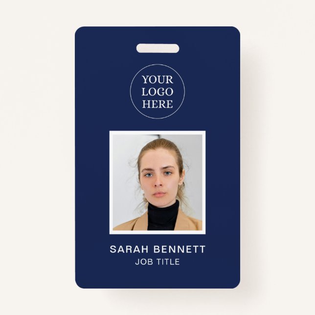 Navy Professional Employee Office Photo ID Company ID Badge (Front)